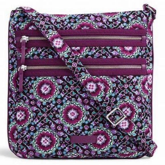 Vera Bradley Iconic Triple Zip Hipster Lilac Medallion Purse 21672-151 NWT